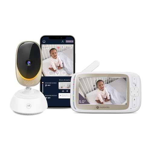 Motorola Nursery VM85 Connect Vigilabebés con Cámara – WiFi y App Móvil, Pantalla 5”, Visión...