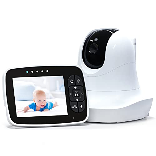 HAOTING Vigilabebés Video Baby Monitor con cámara Digital, Monitor de Video inalámbrico de 2.4Ghz...