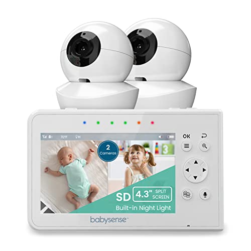 Babysense Vigilabebés con Video, Pantalla Dividida de 4.3 "con Dos cámaras y Audio, Giro e...