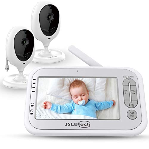 JSLBtech Vigilabebés Inalambrico con Cámara, Monitor de Bebé Visión Nocturna Pantalla LCD de...