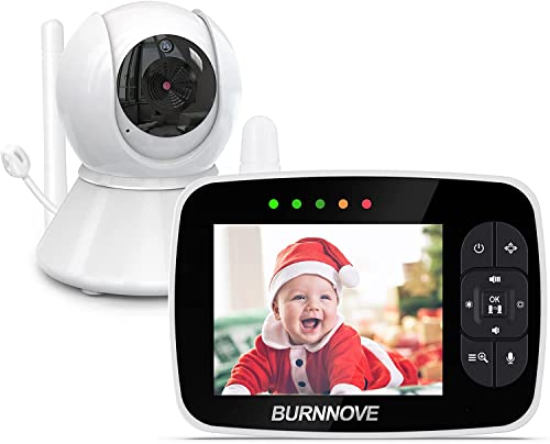BURNNOVE Bebé Monitor, Vigilabebés con Cámara y Audio con Pantalla LCD de 3.5', 355 ° / 120 °...