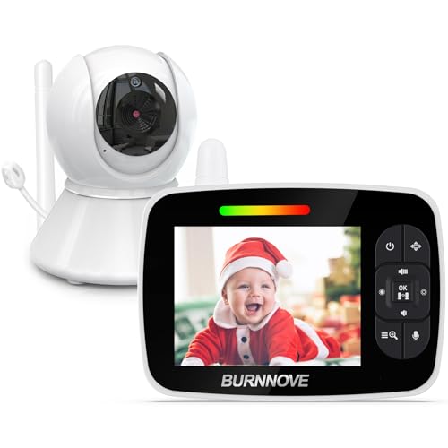 BURNNOVE Bebé Monitor, Vigilabebés con Cámara y Audio con Pantalla LCD de 3.5", 355 ° / 120 °...
