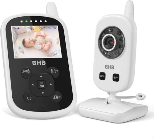 GHB Camara Vigilancia Bebe Vigilabebes con Camara Vigilancia Bebe con LCD 2.4' 950mAh Inteligente...