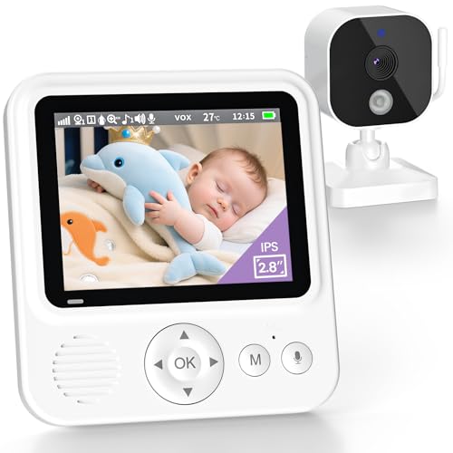 Vigilabebes con Cámara, Camara Vigilancia Bebe Inteligente con Pantalla HD 720P de 2.8'', 2000 mAh...