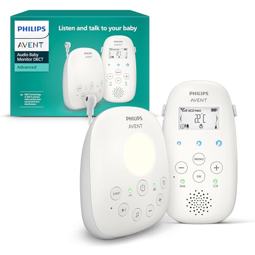 Philips Avent vigilabebés con Audio DECT con luz Nocturna y Canciones de Cuna, intercomunicador...