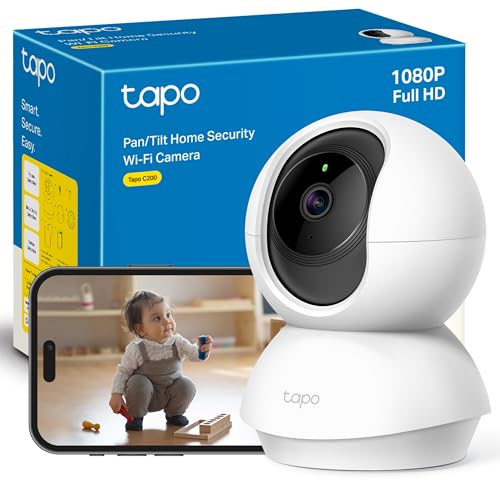 Tapo C200 - Cámara IP WiFi 360° Cámara de Vigilancia FHD 1080p,Visión Nocturna, Notificaciones...