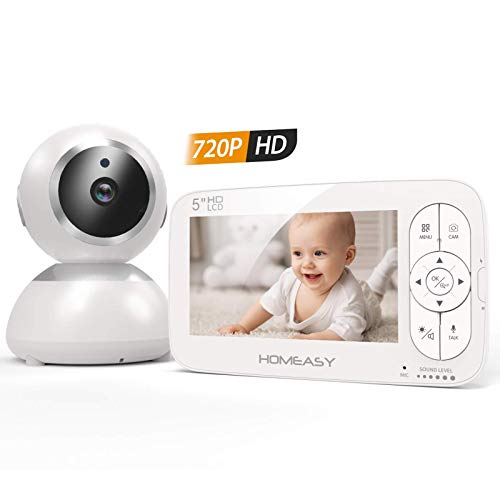 HOMEASY Vigilabebés con cámara de 5 Pulgadas y 720P Vigilabebés con función de...