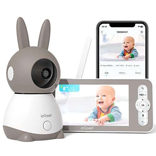 ieGeek 5” 2K/3MP Camara Vigilancia Bebe, 360° PTZ Vigilabebes con Camara y Vista Previa de...